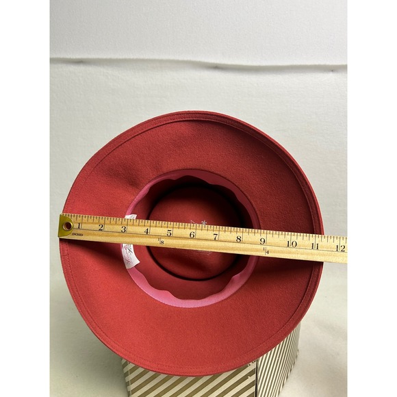 Vintage Frank Olive Frank\'s Girl Womens Red Wool Felt Hat Striped Ribbon Bow Box